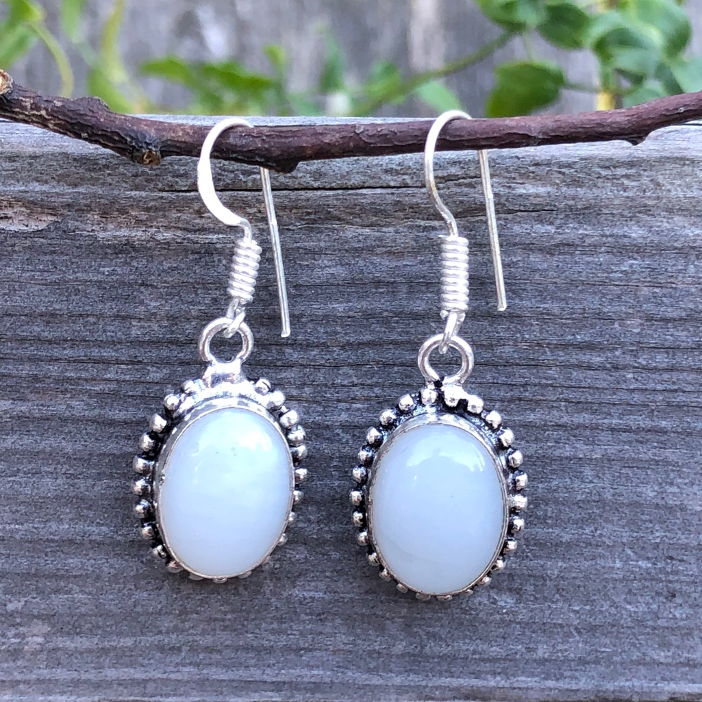 Elegant Silver And White Dangle Earrings